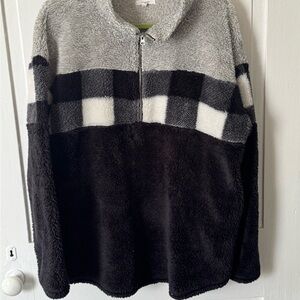 Cozy Black and Gray Checkered Women's Sweater